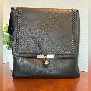Le Miel Black Vegan Leather Crossbody. NWT